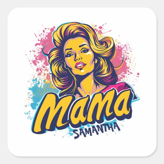 Gepersonaliseerde Retro Mama Pop Kunst (14) Vierkante Sticker (Voorkant)