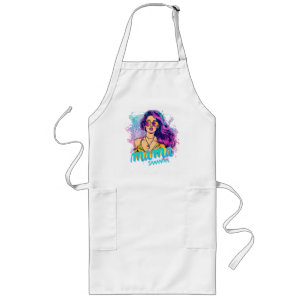 Gepersonaliseerde Retro Mama Pop Kunst (15) Lang Schort