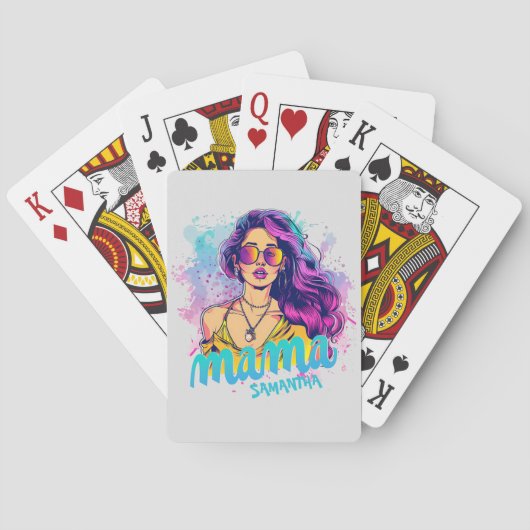 Gepersonaliseerde Retro Mama Pop Kunst (15) Pokerkaarten (Achterkant)