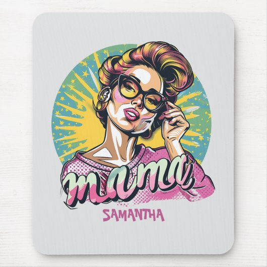 Gepersonaliseerde Retro Mama Pop Kunst (16) Muismat (Voorkant)