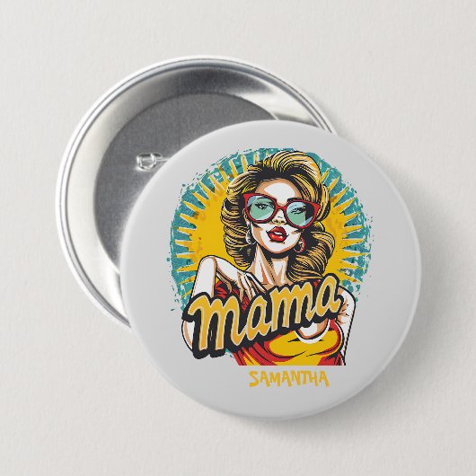 Gepersonaliseerde Retro Mama Pop Kunst (17) Ronde Button 7,6 Cm (Voorkant /achterkant)