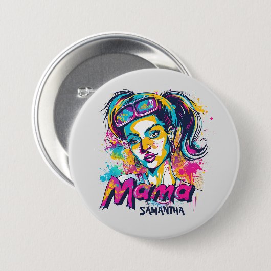 Gepersonaliseerde Retro Mama Pop Kunst (18) Ronde Button 7,6 Cm (Voorkant /achterkant)