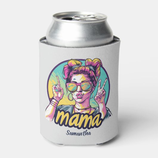 Gepersonaliseerde Retro Mama Pop Kunst (19) Blikjeskoeler (Blikje Voorkant)