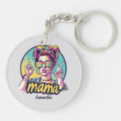 Gepersonaliseerde Retro Mama Pop Kunst (19) Sleutelhanger (Achterkant)