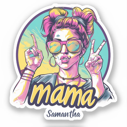 Gepersonaliseerde Retro Mama Pop Kunst (19) Sticke Sticker (Voorkant)