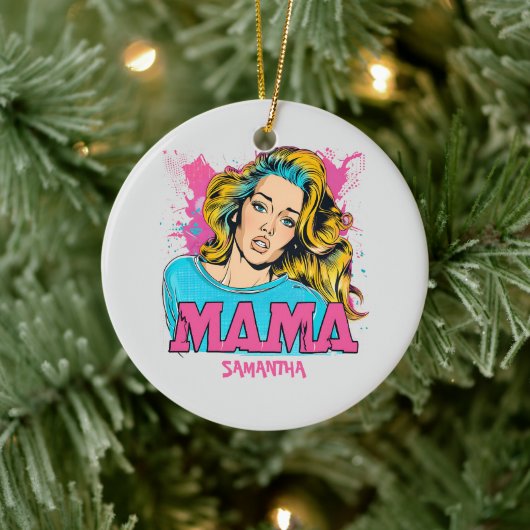 Gepersonaliseerde Retro Mama Pop Kunst (20) Keramisch Ornament (Boom)