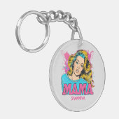 Gepersonaliseerde Retro Mama Pop Kunst (20) Sleutelhanger (Voorkant Links)