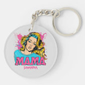 Gepersonaliseerde Retro Mama Pop Kunst (20) Sleutelhanger (Achterkant)