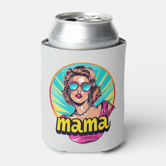 Gepersonaliseerde Retro Mama Pop Kunst (3) Blikjeskoeler (Blikje Voorkant)