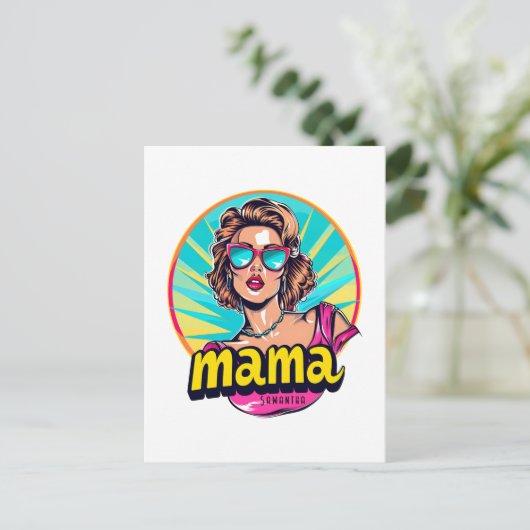 Gepersonaliseerde Retro Mama Pop Kunst (3) Briefkaart (Staand voorkant)
