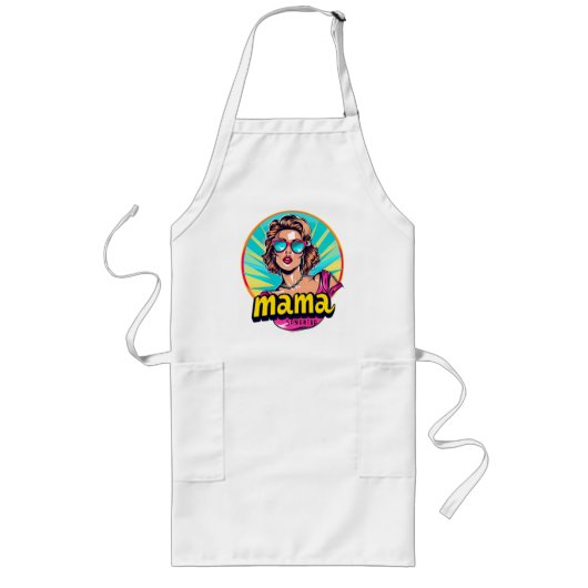 Gepersonaliseerde Retro Mama Pop Kunst (3) Lang Schort (Voorkant)