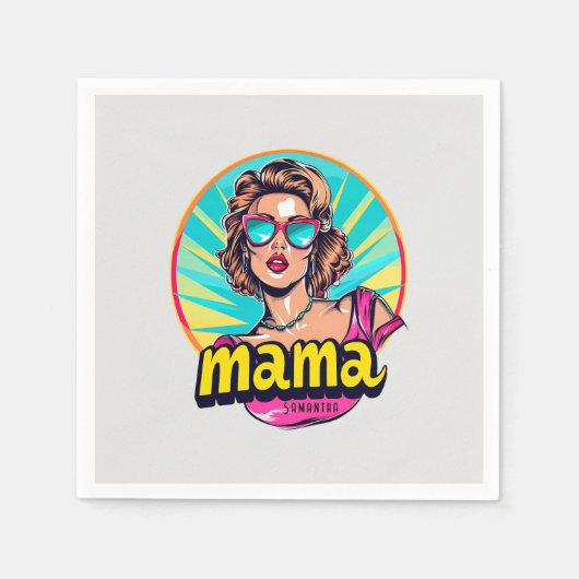 Gepersonaliseerde Retro Mama Pop Kunst (3) Servet (Voorkant)