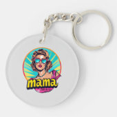 Gepersonaliseerde Retro Mama Pop Kunst (3) Sleutelhanger (Achterkant)