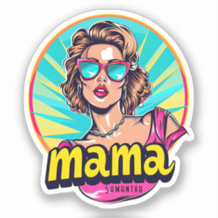 Gepersonaliseerde Retro Mama Pop Kunst (3) Sticker