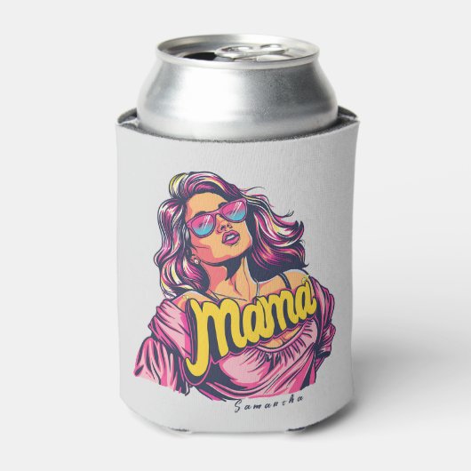 Gepersonaliseerde Retro Mama Pop Kunst (6) Blikjeskoeler (Blikje Voorkant)