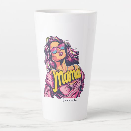 Gepersonaliseerde Retro Mama Pop Kunst (6) Latte Mok (Voorkant)