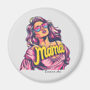 Gepersonaliseerde Retro Mama Pop Kunst (6) Magneet
