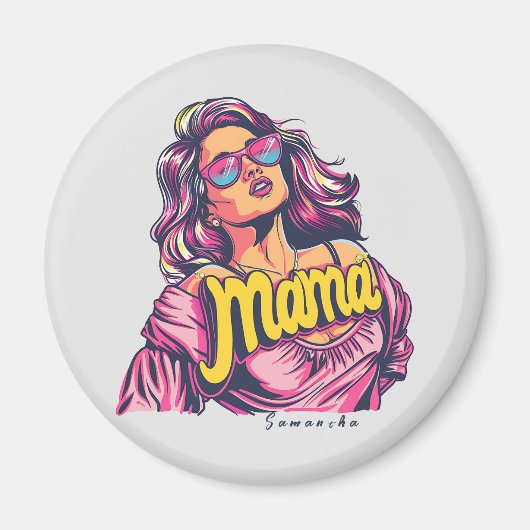 Gepersonaliseerde Retro Mama Pop Kunst (6) Magneet (Voorkant)