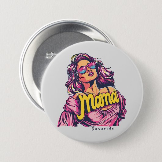 Gepersonaliseerde Retro Mama Pop Kunst (6) Ronde Button 7,6 Cm (Voorkant /achterkant)