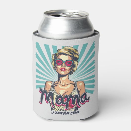 Gepersonaliseerde Retro Mama Pop Kunst (7) Blikjeskoeler (Blikje Voorkant)