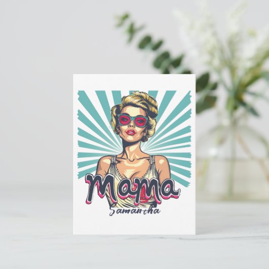 Gepersonaliseerde Retro Mama Pop Kunst (7) Briefkaart (Staand voorkant)