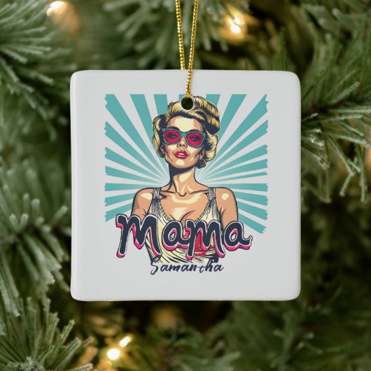 Gepersonaliseerde Retro Mama Pop Kunst (7) Keramisch Ornament (Boom)