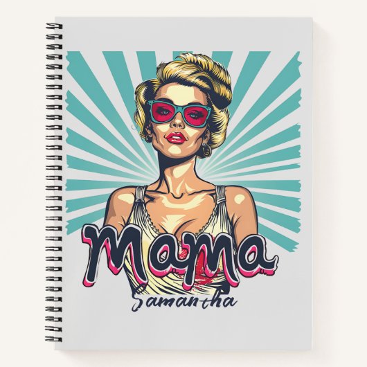 Gepersonaliseerde Retro Mama Pop Kunst (7) Notitieboek (Voorkant)