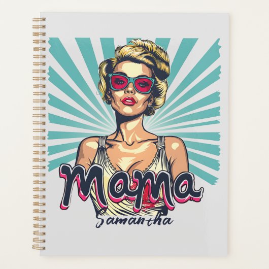 Gepersonaliseerde Retro Mama Pop Kunst (7) Planner (Voorkant)