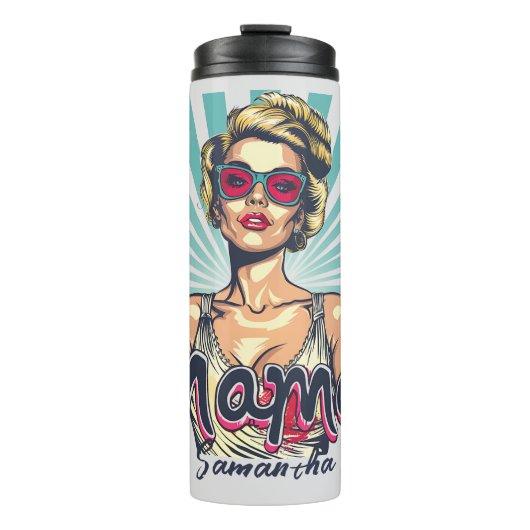 Gepersonaliseerde Retro Mama Pop Kunst (7) Thermosbeker (Voorkant)