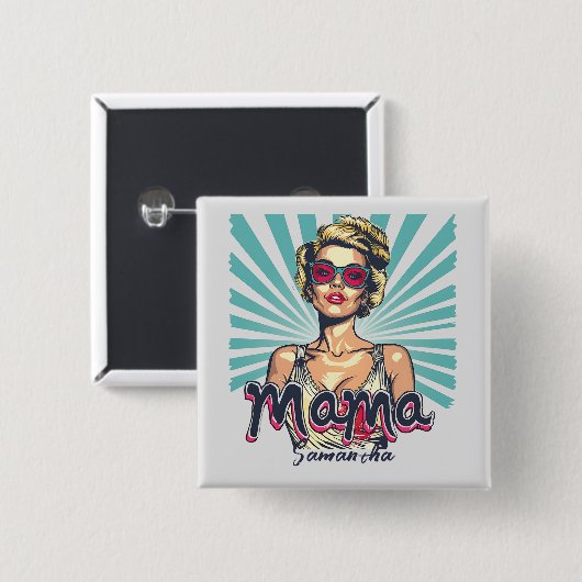 Gepersonaliseerde Retro Mama Pop Kunst (7) Vierkante Button 5,1 Cm (Voorkant /achterkant)