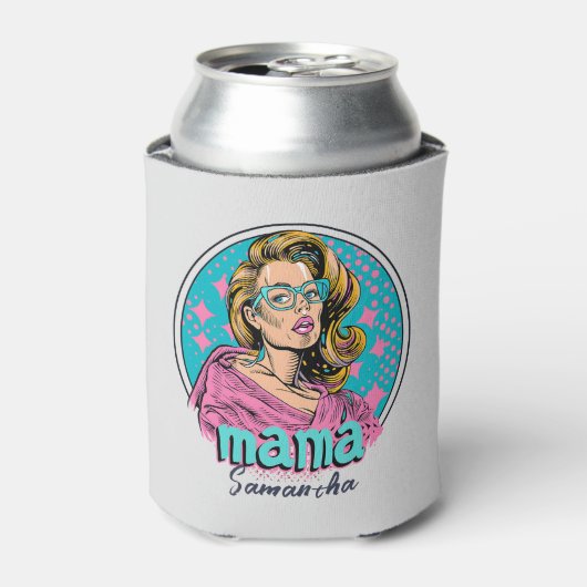 Gepersonaliseerde Retro Mama Pop Kunst (8) Blikjeskoeler (Blikje Voorkant)