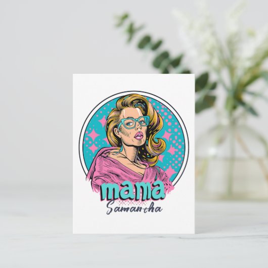 Gepersonaliseerde Retro Mama Pop Kunst (8) Briefkaart (Staand voorkant)