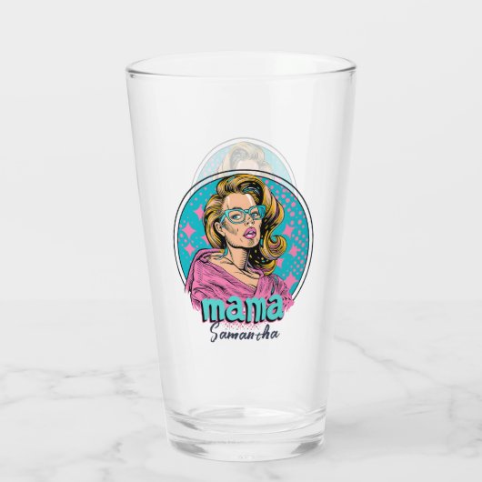 Gepersonaliseerde Retro Mama Pop Kunst (8) Glas (Achterkant)