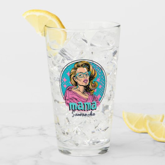 Gepersonaliseerde Retro Mama Pop Kunst (8) Glas (Voorkant ijs)