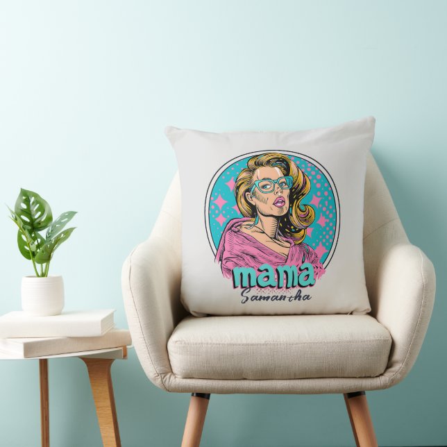 Gepersonaliseerde Retro Mama Pop Kunst (8) Kussen (Stoel)