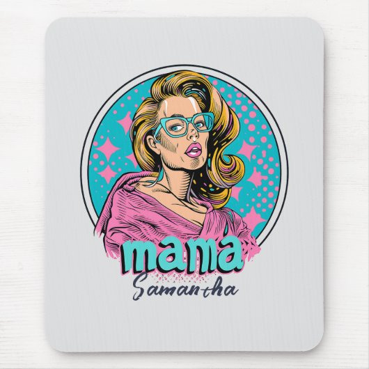 Gepersonaliseerde Retro Mama Pop Kunst (8) Muismat (Voorkant)