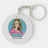 Gepersonaliseerde Retro Mama Pop Kunst (8) Sleutelhanger (Achterkant)