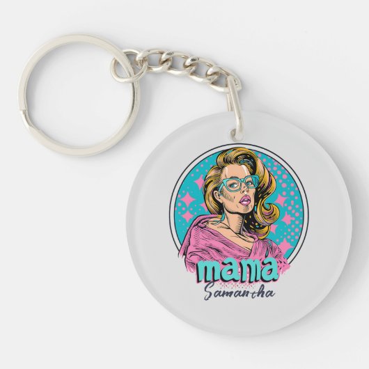 Gepersonaliseerde Retro Mama Pop Kunst (8) Sleutelhanger (Voorkant)