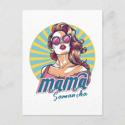 Gepersonaliseerde Retro Mama Pop Kunst (9) Briefkaart (Voorkant)