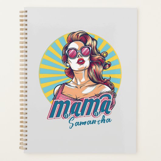 Gepersonaliseerde Retro Mama Pop Kunst (9) Planner (Voorkant)