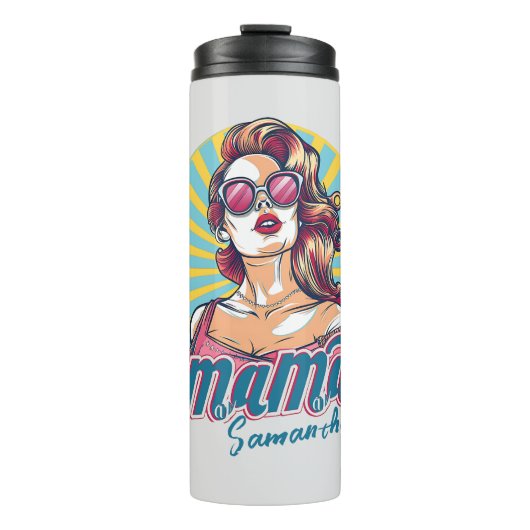 Gepersonaliseerde Retro Mama Pop Kunst (9) Thermosbeker (Voorkant)