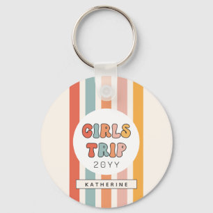 Gepersonaliseerde retro meisjes reis Schattige mei Sleutelhanger