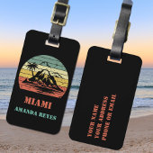 Gepersonaliseerde Retro Miami Bagagelabel