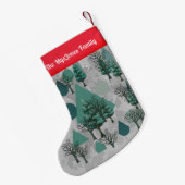 Gepersonaliseerde Retro Minimalistische Bomen en V Kleine Kerstsok (Achterkant (Hangend))