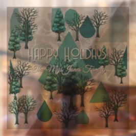 Gepersonaliseerde Retro Minimalistische Bomen en V Raamsticker