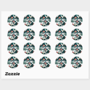 Gepersonaliseerde Retro Minimalistische Bomen en V Ronde Sticker