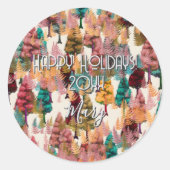 Gepersonaliseerde Retro Minimalistische Kleuren Bo Ronde Sticker (Voorkant)