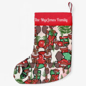 Gepersonaliseerde retro minimalistische paddenstoe kleine kerstsok (Achterkant)