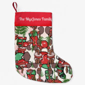 Gepersonaliseerde retro minimalistische paddenstoe kleine kerstsok (Voorkant)