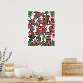 Gepersonaliseerde retro minimalistische paddenstoe poster (Keuken)